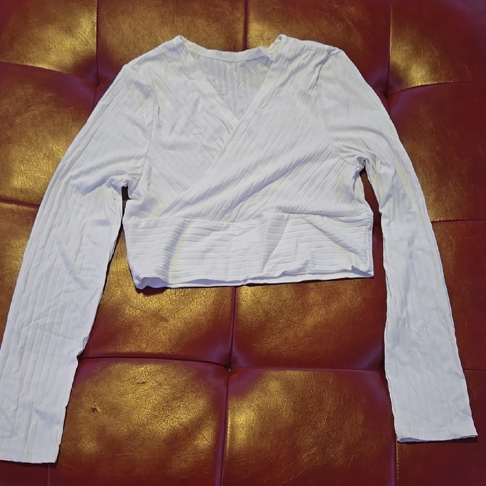 White Wrap-Style Women's Top
